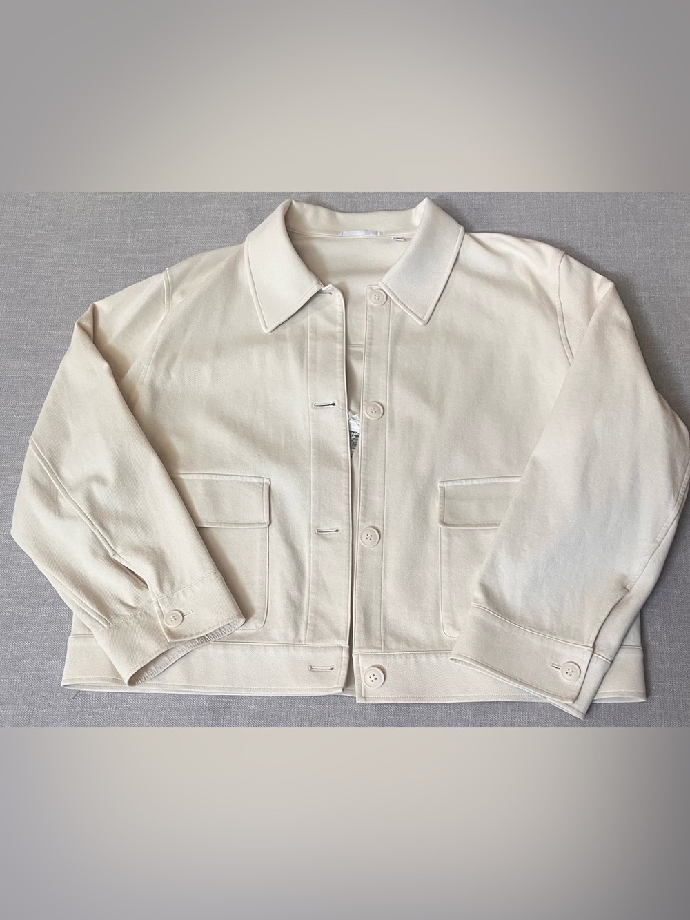Uniqlo Women's Cream Button-Front Jersey Knit Relaxed Oversized Boxy Jacket - Picture 2 of 16